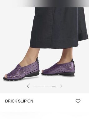 • Arche • Women’s Drick Perforated Metallic Slip-On Flats Purple / Black 39